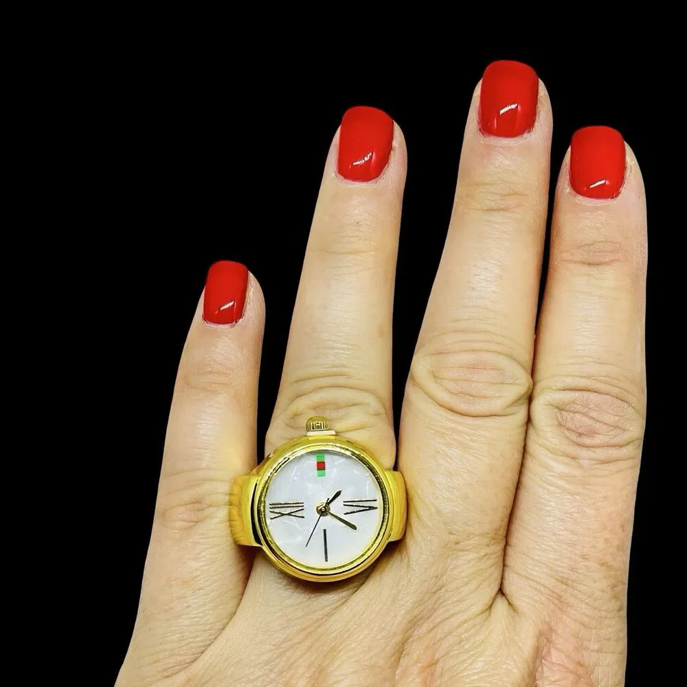 BOZHI Ring Watch Gold Design With Crystals New